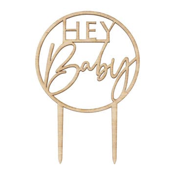 Taarttopper Hey Baby Hout 20cm, Verzenden, Nieuw