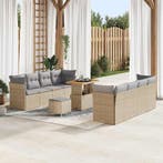 vidaXL Tuinbank Set met kussen met opslag 11 pcs beige en, Verzenden, Nieuw