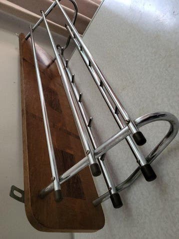 Porte-manteau - chromé, bois incrusté