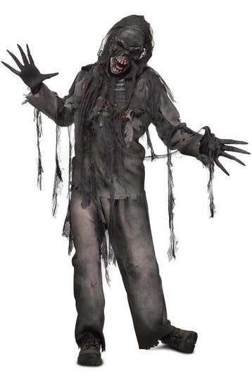 KIMU® Kostuum Zombie Verbrand Zwart Pak The Walking Dead Zom, Ophalen of Verzenden
