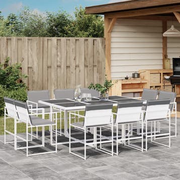 vidaXL 11-delige Tuinset met kussens textileen wit, Verzenden, Tuinset