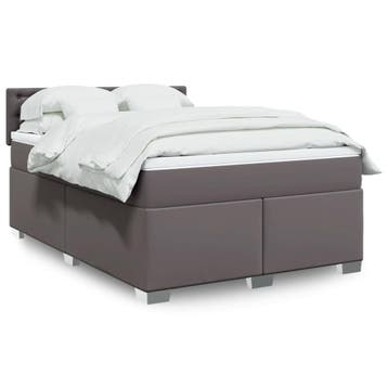 vidaXL Boxspring met matras kunstleer grijs 140x200 cm, Verzenden, Nieuw