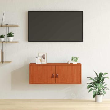 vidaXL Wandkast met plank Wasbruin 80 x 30 x 30 cm Massief, Huis en Inrichting, Kasten | Wandmeubels, Verzenden, Nieuw