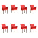 Set van 8 Leren eetkamerstoelen Comfort met wieltjes en, Ophalen of Verzenden, Nieuw, Leer, Eén