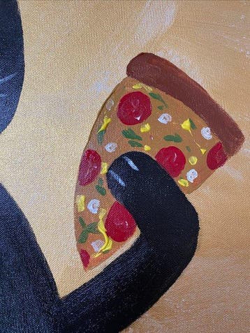 Tetiana Zaitseva - Acrylic Painting Lets PIZZA no 386, Antiek en Kunst