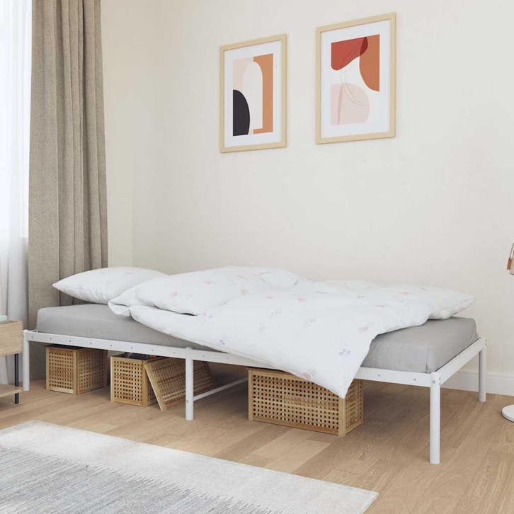 vidaXL Bedframe metaal wit 90x200 cm, Huis en Inrichting, Slaapkamer | Bedden, Nieuw, Verzenden