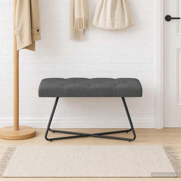 vidaXL Bank met knopen tufting Donkergrijs 80 x 40 x 46 cm, Verzenden