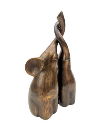 Figuur - Loving elephants (2) - Brons, Antiquités & Art