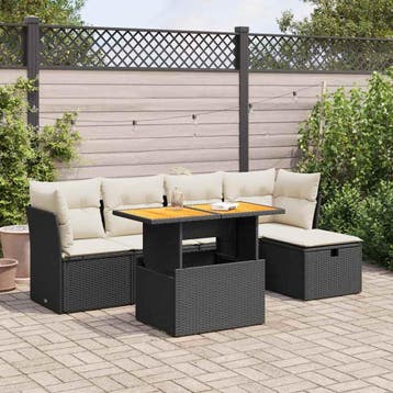 vidaXL 6-delige Loungeset met kussens poly rattan acacia, Verzenden, Loungeset
