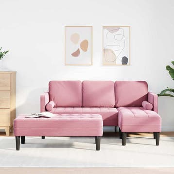 vidaXL bank / zetelstel 2 st Roze Polyester, Verzenden, Nieuw
