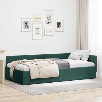 vidaXL Hoek Bed Frame Donkergroen 90 x 200 cm fluweel, Verzenden