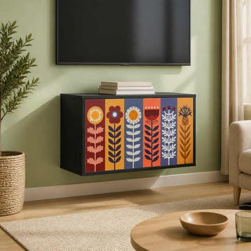 vidaXL Wand gemonteerd TV Kast ESSEN 69 x 33 x 40 cm Zwart, Verzenden, Nieuw