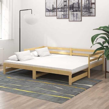 vidaXL Slaapbank uitschuifbaar massief grenenhout 2x(90x200), Verzenden, Nieuw