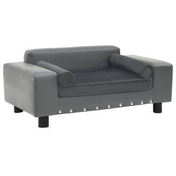 vidaXL Hondenbank 81x43x31 cm pluche en kunstleer grijs, Animaux & Accessoires, Verzenden