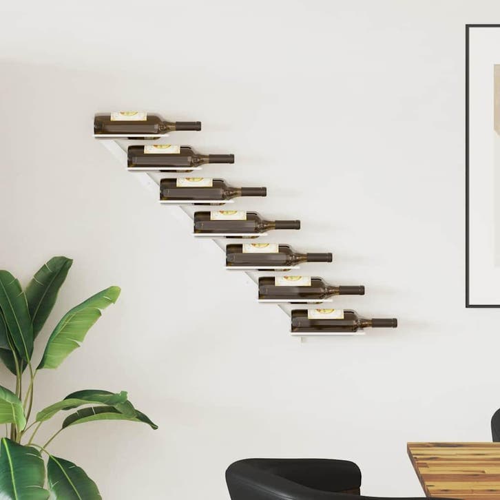 vidaXL Wijnrek voor 7 flessen wandmontage metaal wit, Maison & Meubles, Accessoires pour la Maison | Porte-bouteilles, Envoi