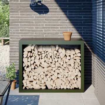 vidaXL Haardhoutrek 100x40x80 cm staal groen, Verzenden