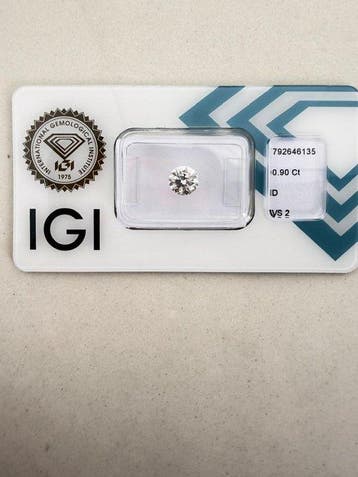 1 pcs Diamant (Naturelle) - 0.90 ct - Rond - D (incolore) -, Bijoux, Sacs & Beauté, Pierres précieuses