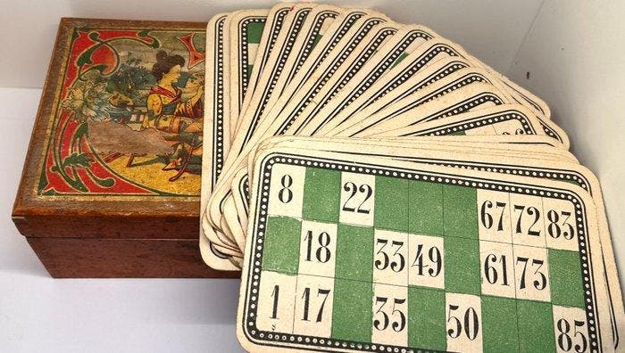 Bordspel - Jeu de loto ancien – boîte lithographiée “Marque, Antiek en Kunst, Antiek | Speelgoed