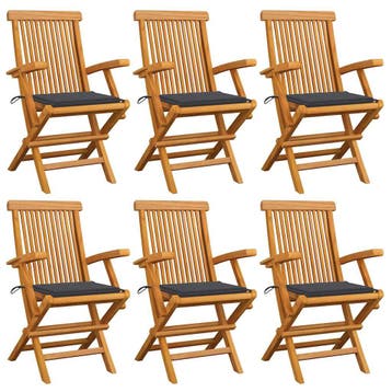 vidaXL Klapstoelen met antracietkleurige kussens, 6 stuks,, Verzenden, Nieuw