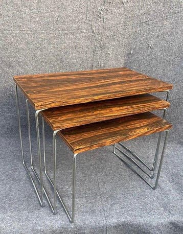 Brabantia - Set bijzettafels (3) - Hout, Metaal - Van