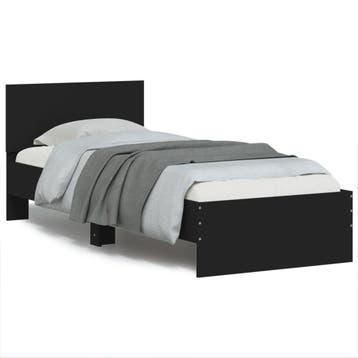 Zwart Bed 90x200 | Retour deal! 58% korting (bedframe), Gebruikt, 90 cm, Eenpersoons, Verzenden