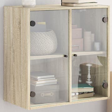 vidaXL Wandkast met glazen deuren 68x37x68,5 cm sonoma, Huis en Inrichting, Verzenden, Nieuw