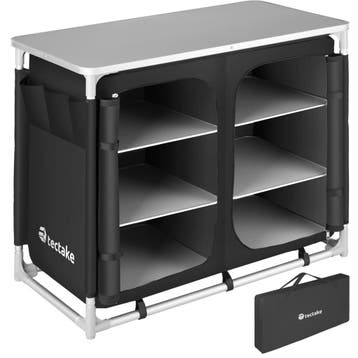 tectake Aluminium kampeerkeuken 97 x 47,5 x 78 cm - zwart, Verzenden, Nieuw