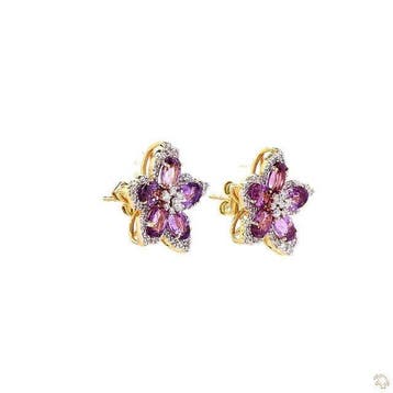 Oorbellen - 14 karaat Geel goud - 7.39ct. tw. Saffier -, Nieuw