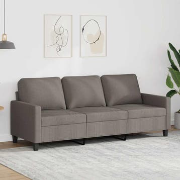 vidaXL Driezitsbank / zetel 180 cm stof taupe, Verzenden, Nieuw