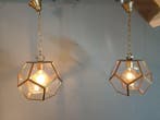 Plafondlamp (2) - Messing, Glas - Twee lantaarns /