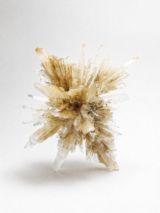 Zeer bijzonder stervormig gipskristal Kristal op matrix -, Verzamelen, Mineralen en Fossielen