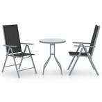 vidaXL 3-delige Bistroset aluminium en textileen, Verzenden