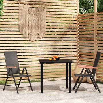 vidaXL 3-delige Tuinset zwart, Tuin en Terras, Tuinsets en Loungesets, Verzenden, Nieuw, Tuinset