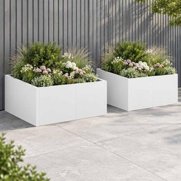 vidaXL Keermuur 4 st 100 x 100 x 40 cm Staal Wit, Tuin en Terras, Verzenden, Nieuw