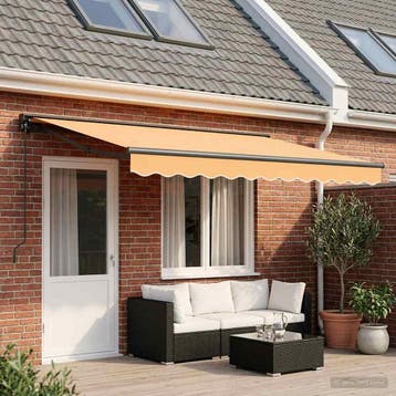 vidaXL Handmatig uitschuifbare luifel Zand 4 × 3,5 m, Verzenden