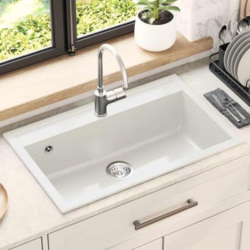 vidaXL Wasbak Wit 795 x 505 mm Graniet, Verzenden