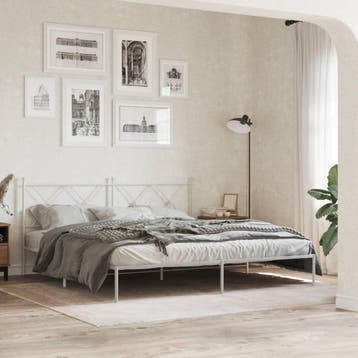 vidaXL Bedframe met hoofdbord metaal wit 180x200 cm, Huis en Inrichting, Slaapkamer | Bedden, Verzenden, Nieuw