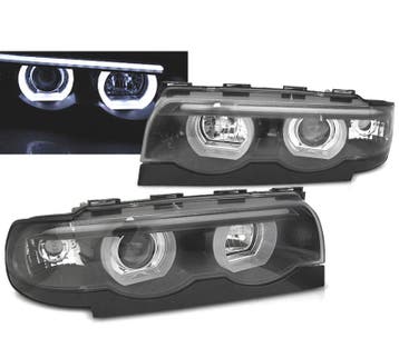 Phares Pour Bmw E38 94-01 Angel Eyes Led Noir, Verzenden