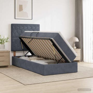 vidaXL Opslag bed met matras Donkergrijs 90 x 190 cm Fluweel, Huis en Inrichting, Verzenden, Nieuw