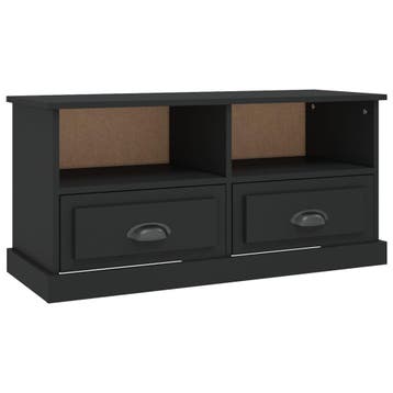 Tv-meubel bewerkt hout zwart | Retour deal | Nu -53%, Huis en Inrichting, Gebruikt, Verzenden, 50 tot 100 cm, Trendy