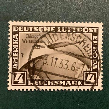 Duitse Rijk 1933 - 4 Mark Chicagofarth gekeurd Schlegel -, Postzegels en Munten, Gestempeld