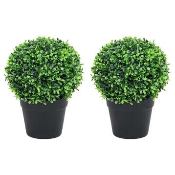 vidaXL Kunstplanten met pot 2 st buxus bolvorming 37 cm, Verzenden, Nieuw
