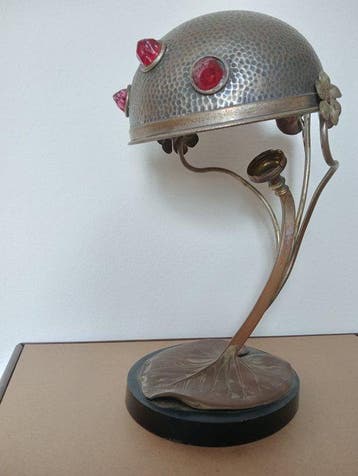Tafellamp - Metaal, Glas - Art Nouveau-lamp, Antiquités & Art