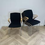 Draber vergaderstoel / stapelbaar,  zwart/hout en chroom