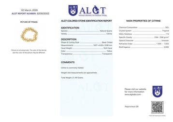 No Reserve - ALGT Certified - Exclusieve natuurlijke citrien, Verzamelen, Mineralen en Fossielen