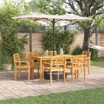 vidaXL Tuin Eettafel Set 7 pcs Bruin Massief Acacia Hout, Verzenden