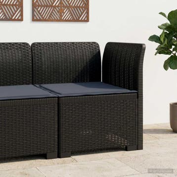 vidaXL Eén-zits Tuin Sofa met Kussen Rieten Look PP, Tuin en Terras, Verzenden, Nieuw