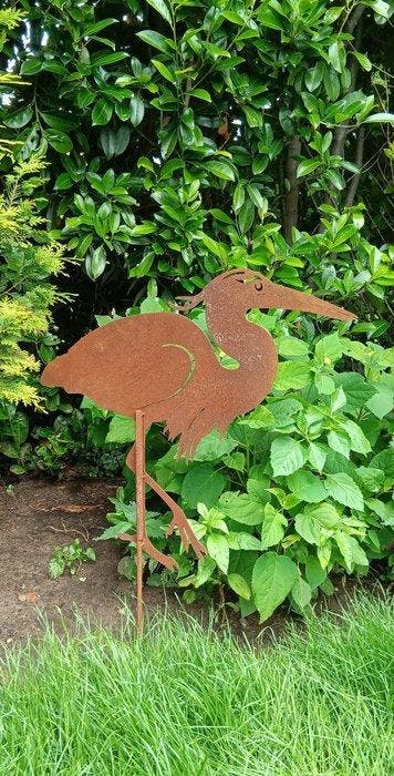 een stille bewoner van de tuin = metalen reiger - Sculpture,