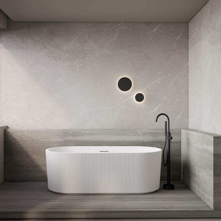Vrijstaand Bad BWS Evi Met Ribbel Strepen 170x80x58 cm Mat, Doe-het-zelf en Bouw, Sanitair, Bad, Nieuw, Ophalen of Verzenden
