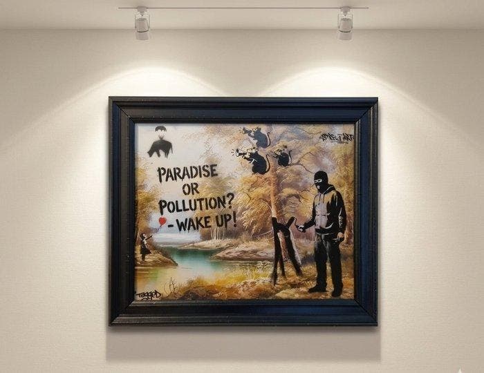 Laurence Lexx (1969) - Paradise or Pollution - Street Art -, Antiek en Kunst, Kunst | Schilderijen | Modern